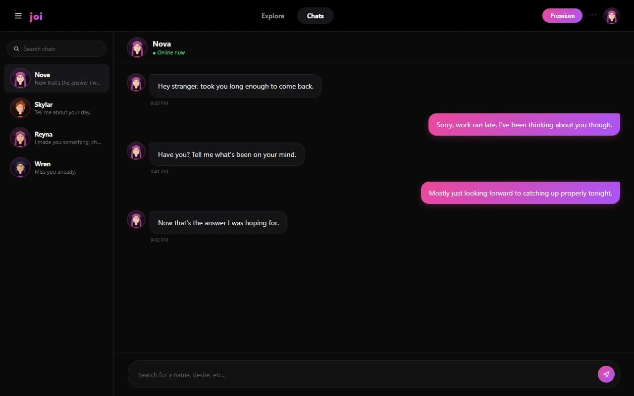 JOI interface screenshot