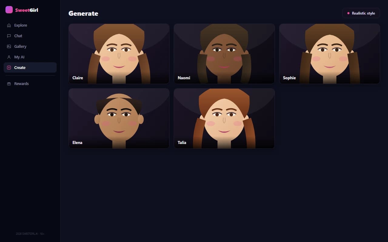 SweetGirl AI image generation results shown in realistic style SweetGirl AI image generation results shown in realistic style